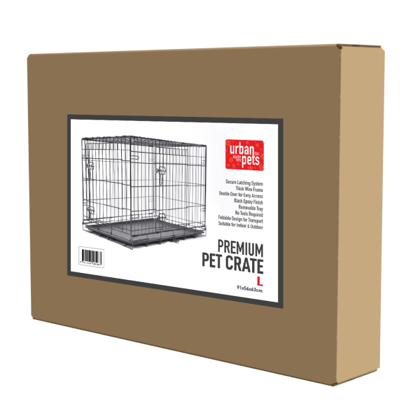 Urban Pets - Foldable Dog Crate - L Size 91x 56 x 63 cm